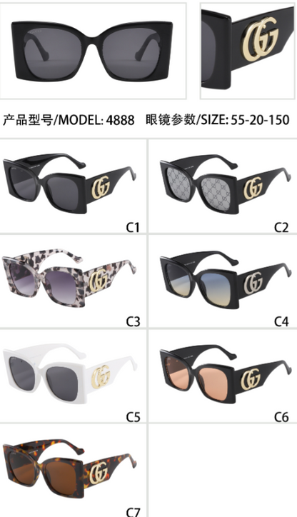 Oversized Square Sunglasses with Interlocking Logo Hinges