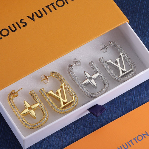 Chain-Edged Asymmetric Monogram Hoop Earrings