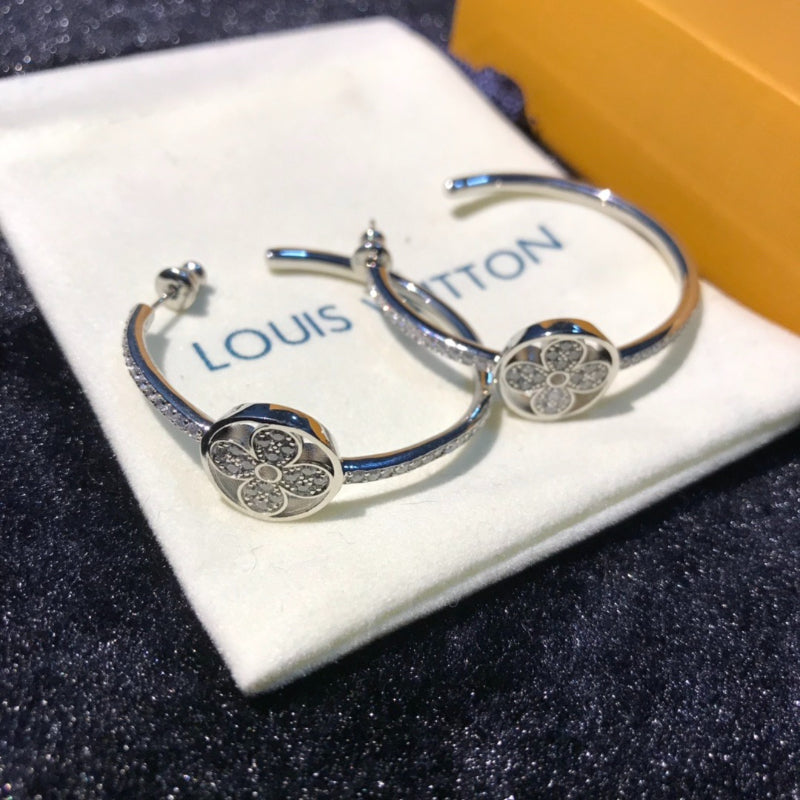 Round Floral-Accent Hoop Earrings