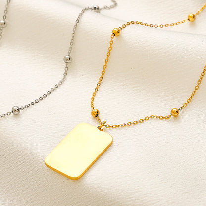 304 Stainless Steel Rectangular Monogram Tag Necklace