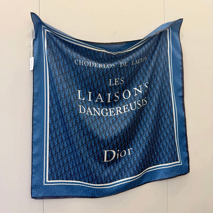 Striped Border Monogram Square Scarf - 90 x 90 cm