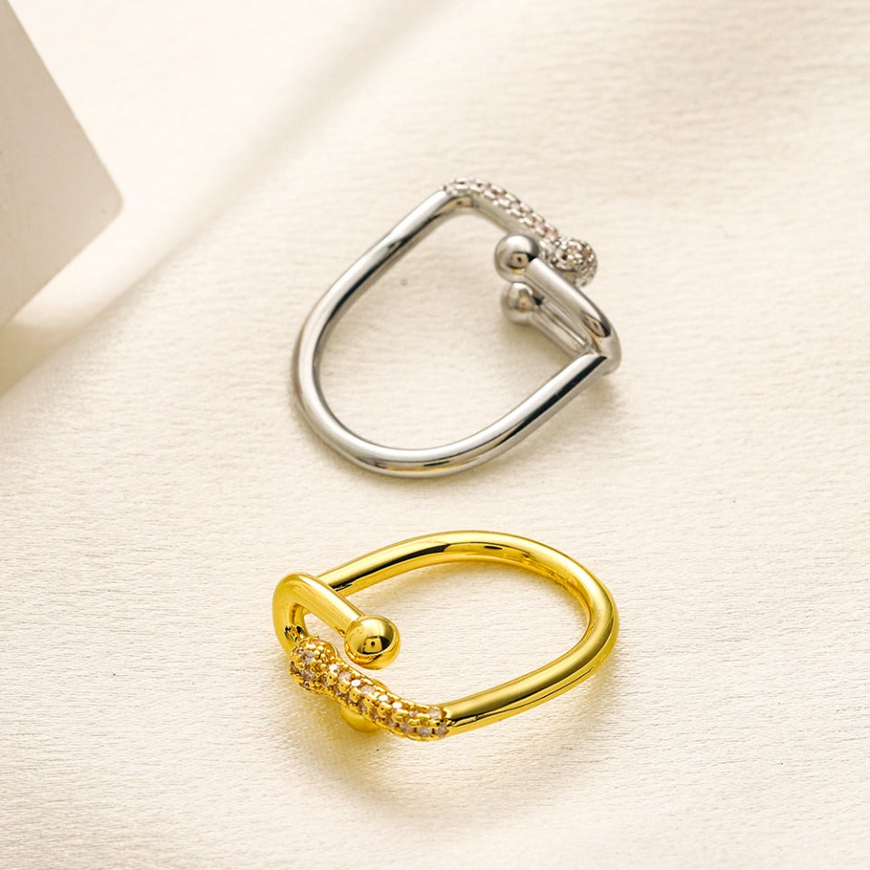 Copper Zirconium Real Gold Plated Ring,Rings Collection、T*ffany Series