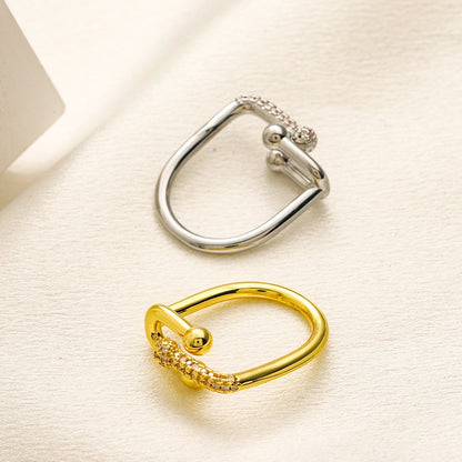 Copper Zirconium Real Gold Plated Ring,Rings Collection、T*ffany Series