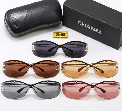 Slim Oval Sunglasses with Metallic Temple Accents