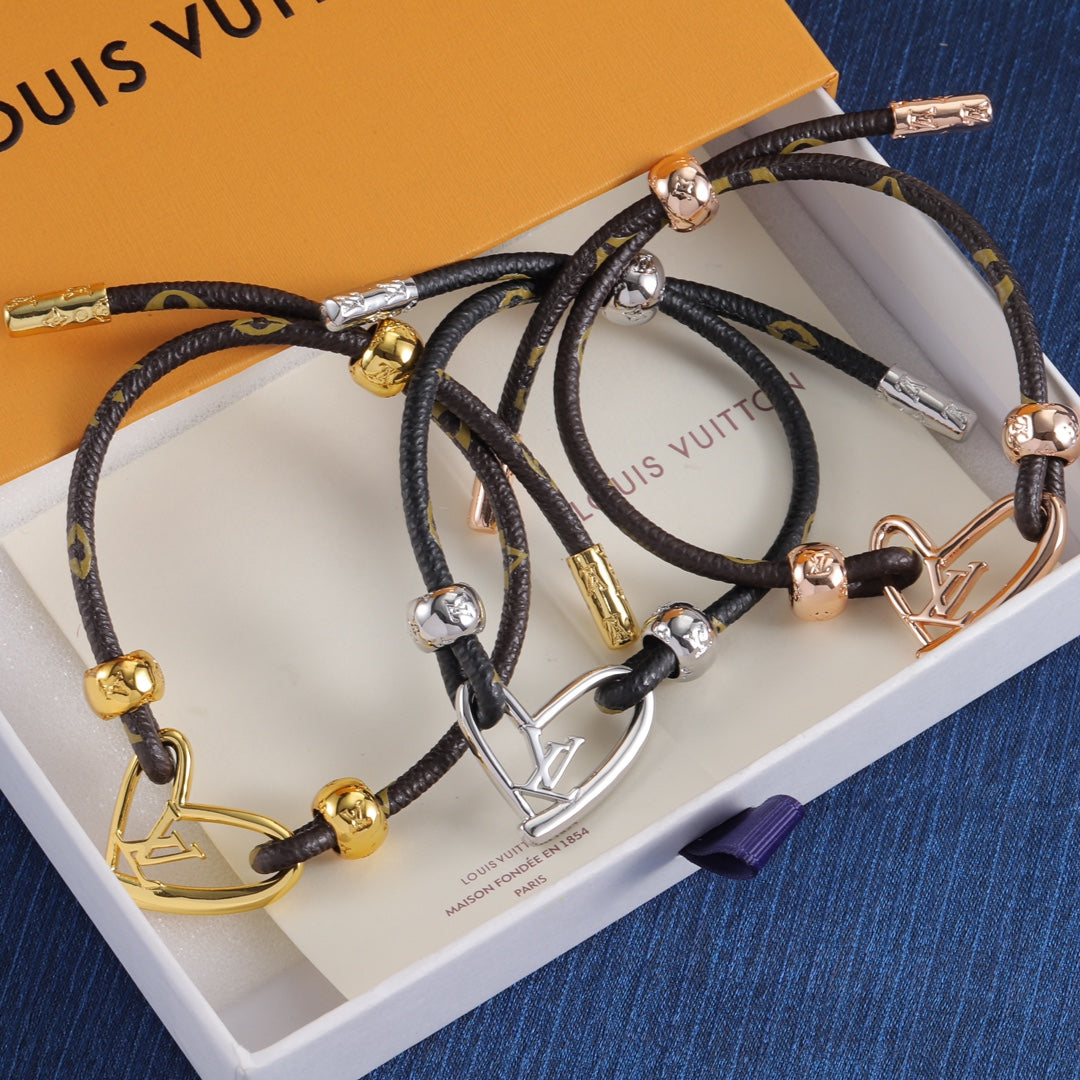 Adjustable Cord Monogram Charm Bracelet