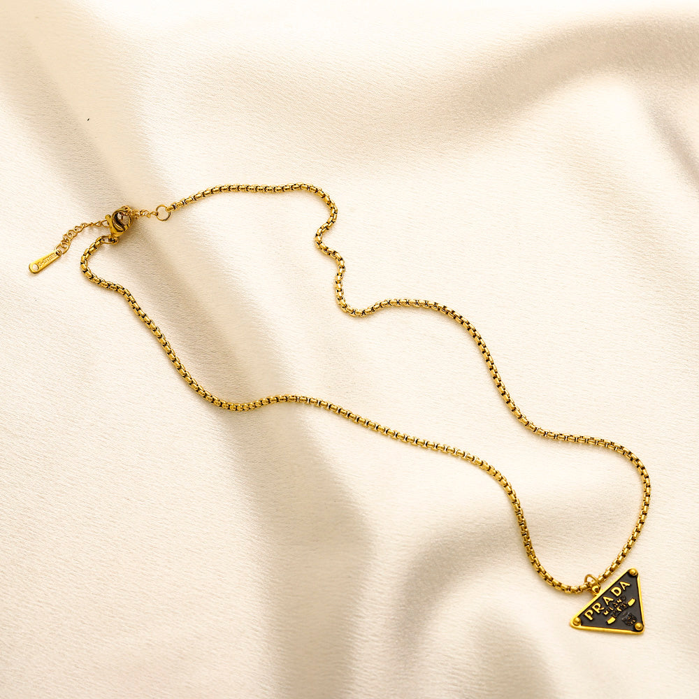 304 Stainless Steel Triangle Pendant Necklace - Style Options