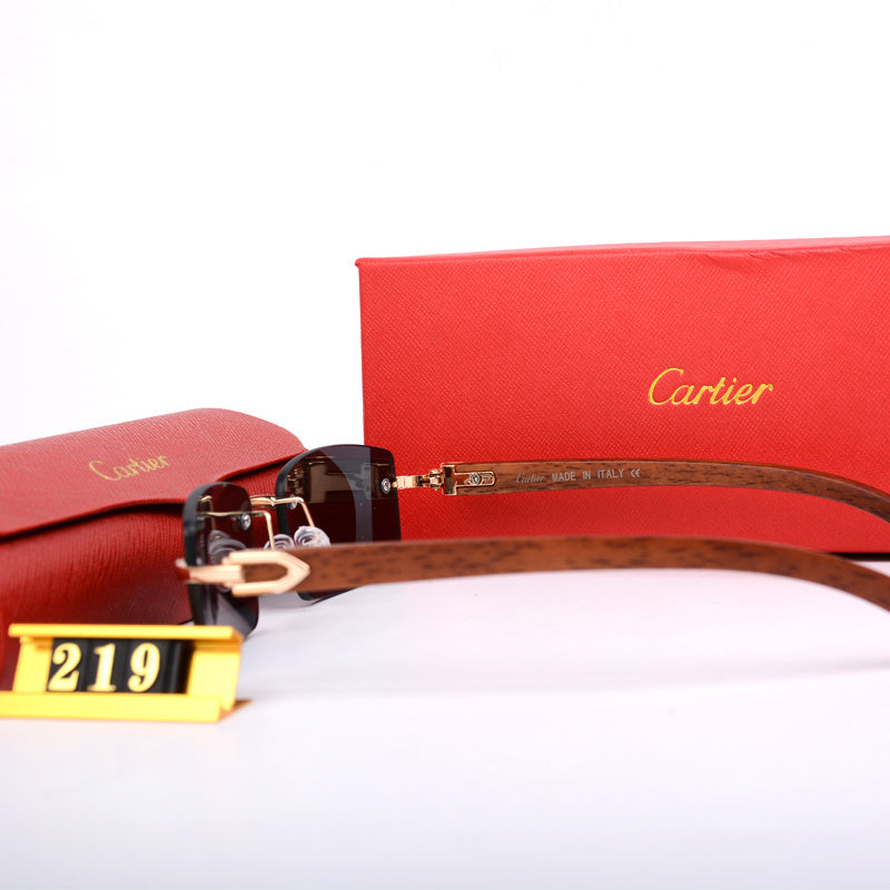 Rimless Sunglasses with Curved Metallic Temple Accents