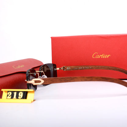 Rimless Sunglasses with Curved Metallic Temple Accents