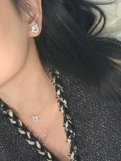 Pave Ring & Safety-Pin Pendant Necklace