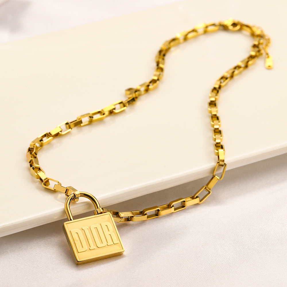 304 Stainless Steel Square Tag Paperclip Bracelet & Necklace - Individual or Set