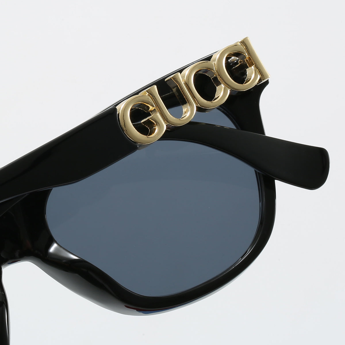 Soft-Square Sunglasses with Decorative Metal Temples