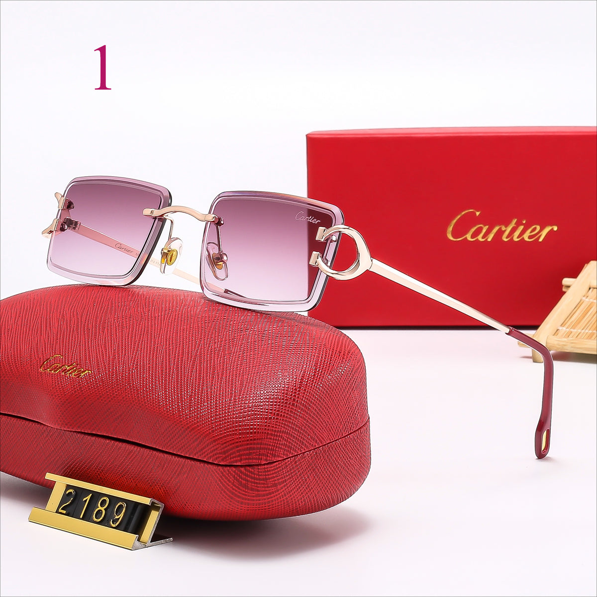 Geometric Square Sunglasses with Loop Temple Detail