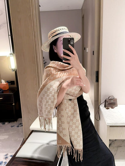 Diagonal Colorblock Monogram Scarf