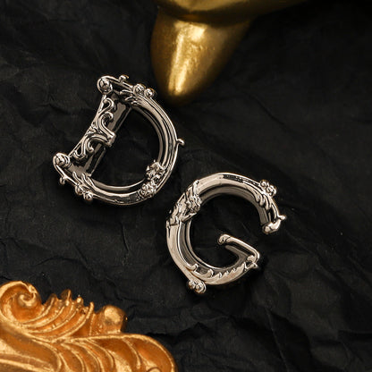 304 Stainless Steel Textured D & G Letter Stud Earrings