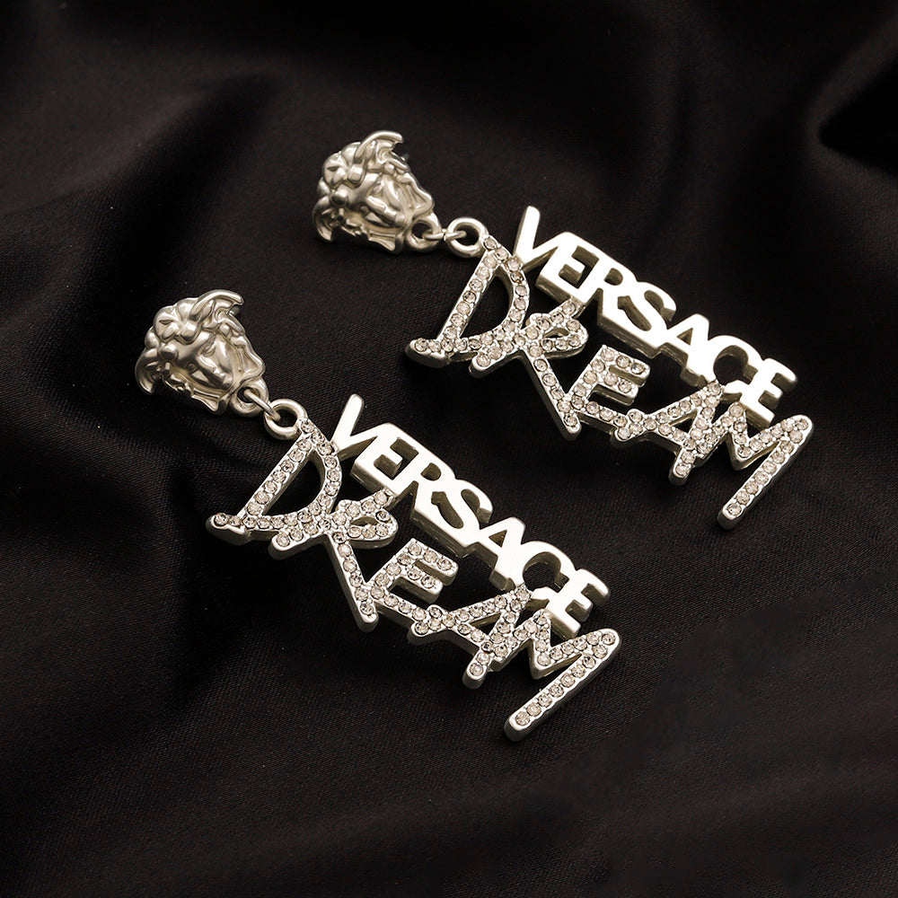 304 Stainless Steel Medusa & Letter Dangle Earrings