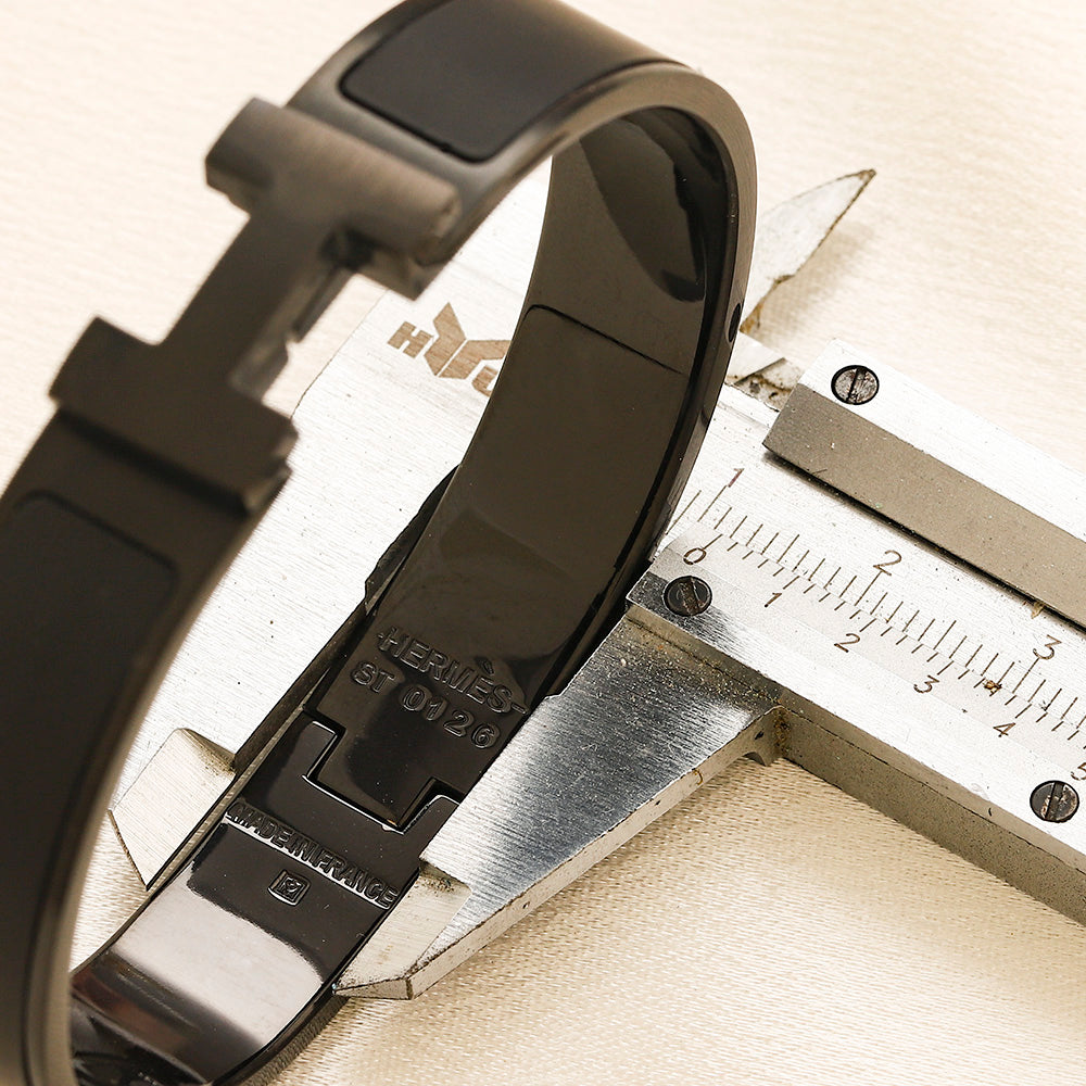 304 Stainless Steel Black H-Clasp Bangle Bracelet