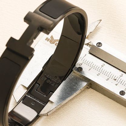 304 Stainless Steel Black H-Clasp Bangle Bracelet