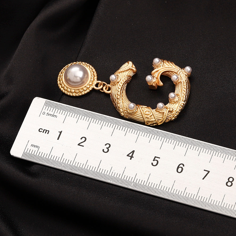 304 Stainless Steel Pearl-Effect D & G Drop Earrings