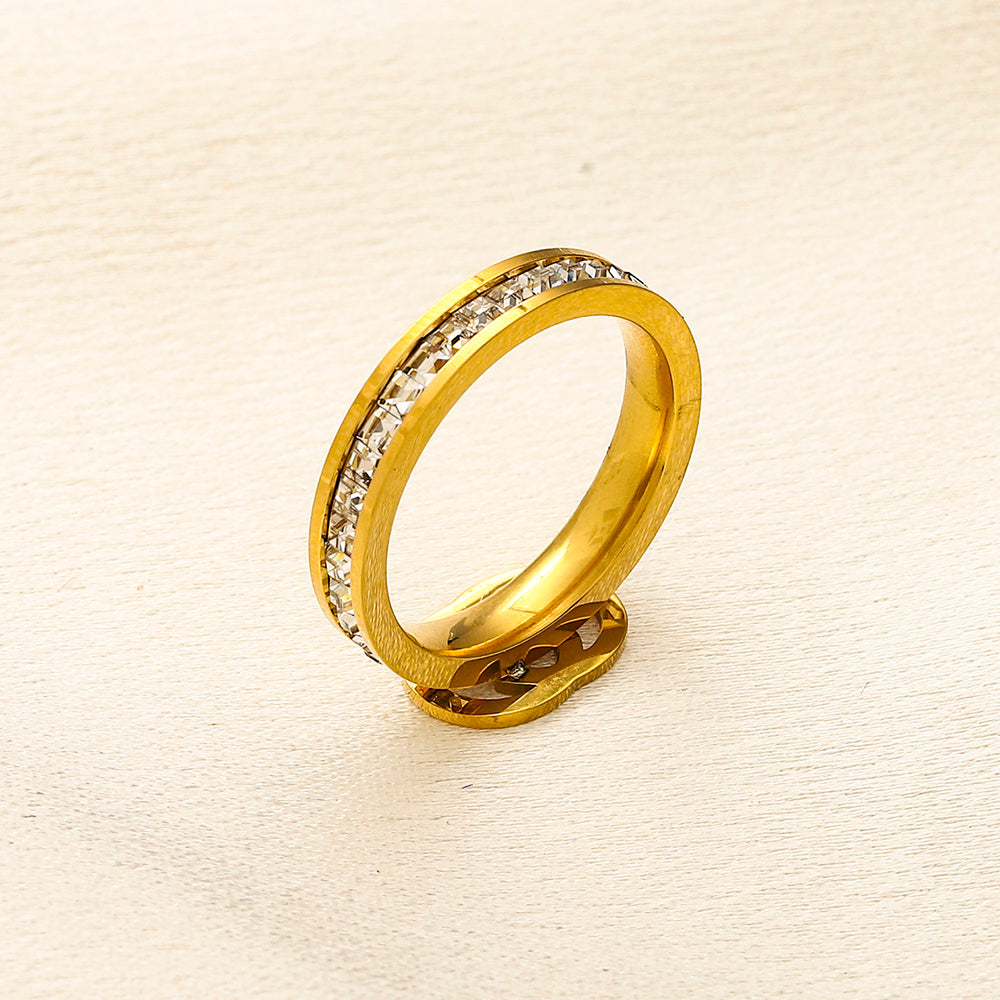 Copper Zirconium Real Gold Plated Ring,Rings Collection、GU*CI  Series