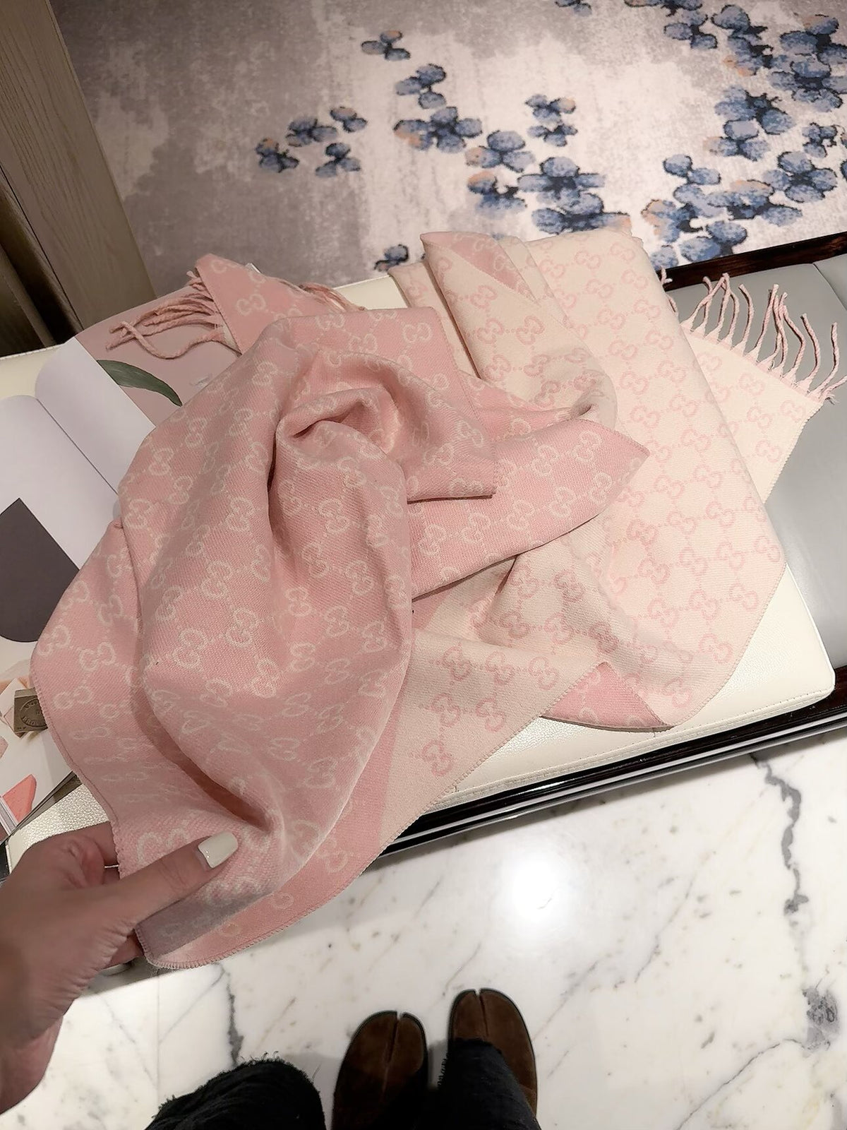 Diagonal Colorblock Monogram Scarf