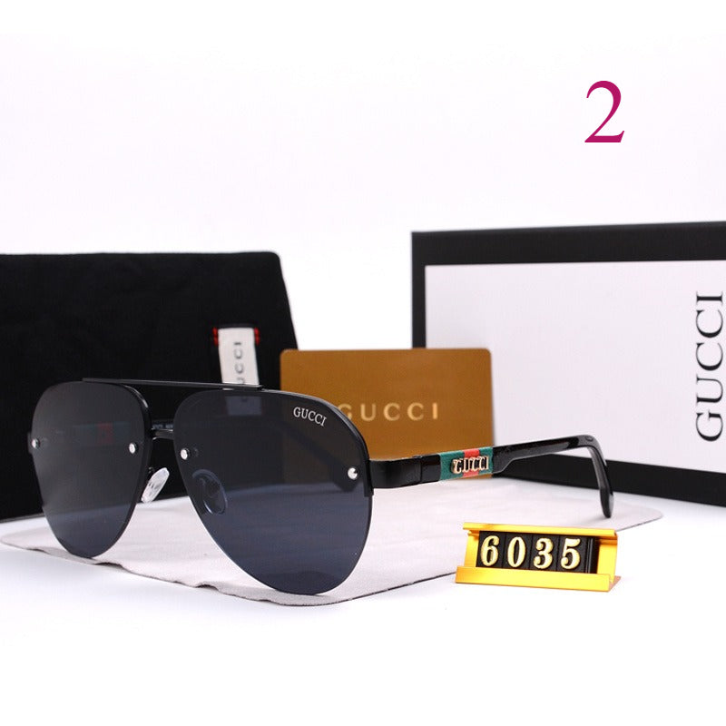 Rimless Round Sunglasses with Wide Metal Brow Bar