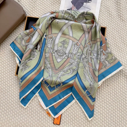 Belt & Buckle Print Square Scarf - 90 x 90 cm