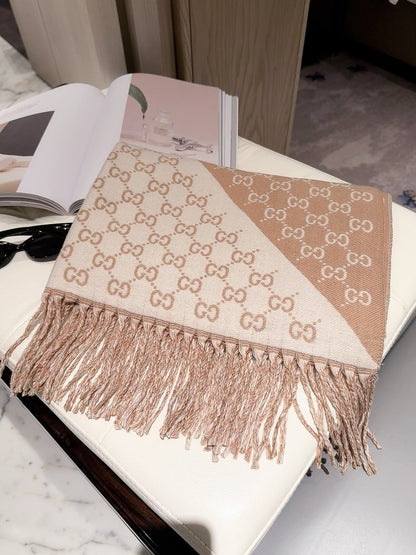 Diagonal Colorblock Monogram Scarf