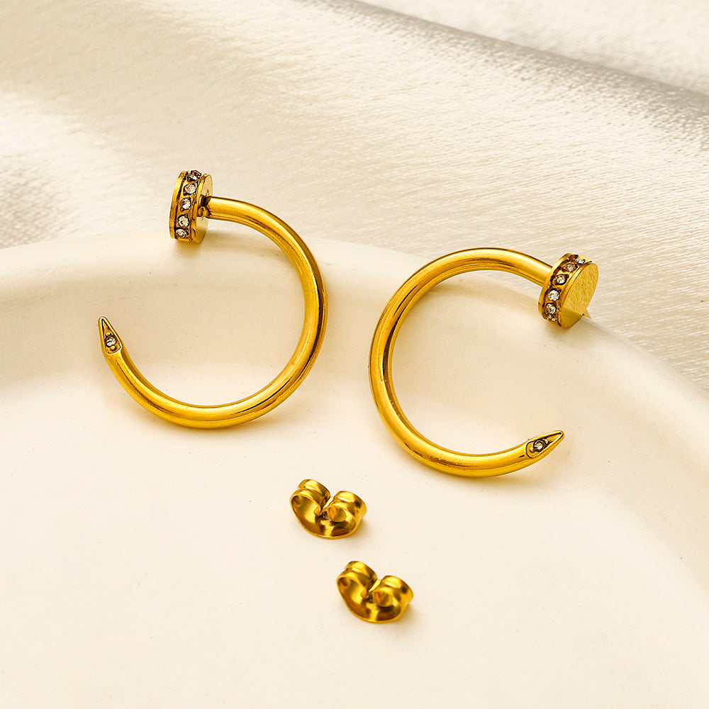 304 Stainless Steel Polished Round Hoop Earrings