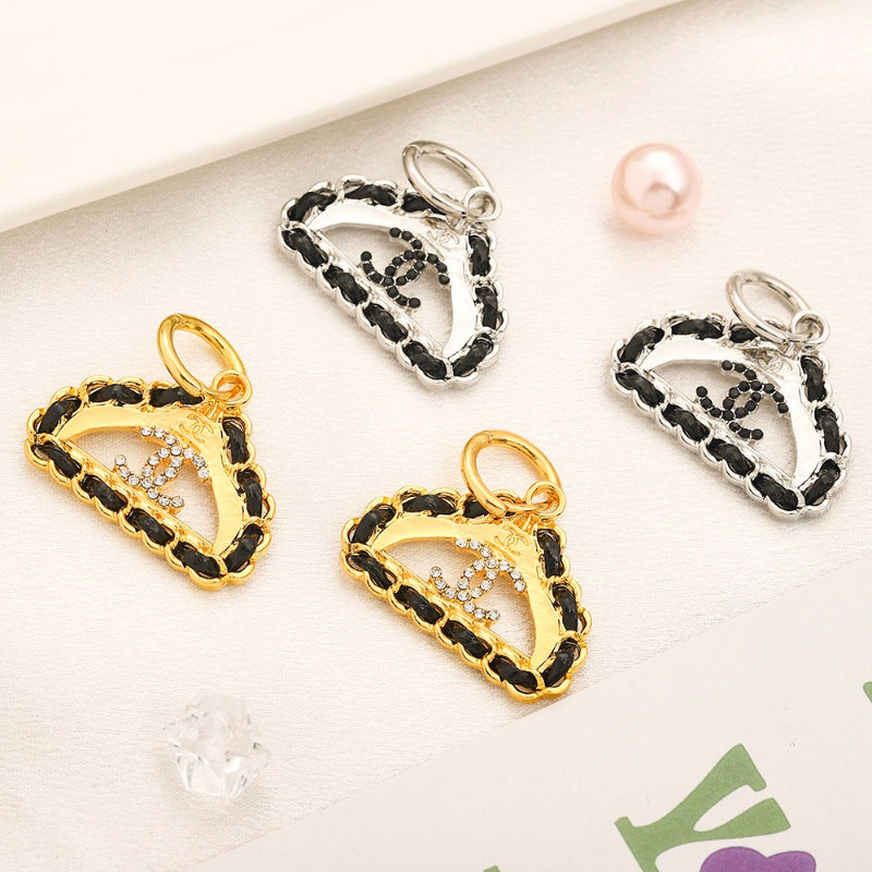 304 Stainless Steel Black Woven Triangle Drop Earrings