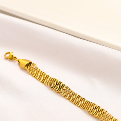 304 Stainless Steel Wide Mesh Interlocking-C Bracelet