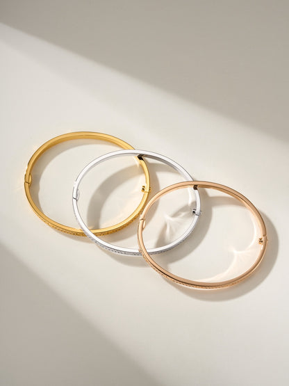 Pave Screw-Detail Bangle Bracelet