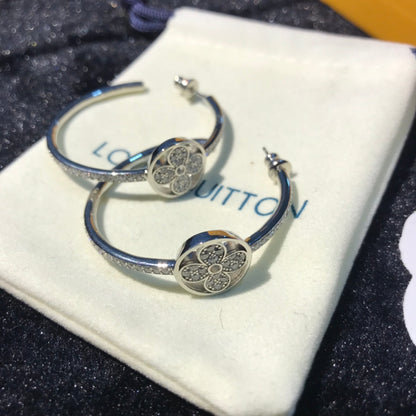 Round Floral-Accent Hoop Earrings