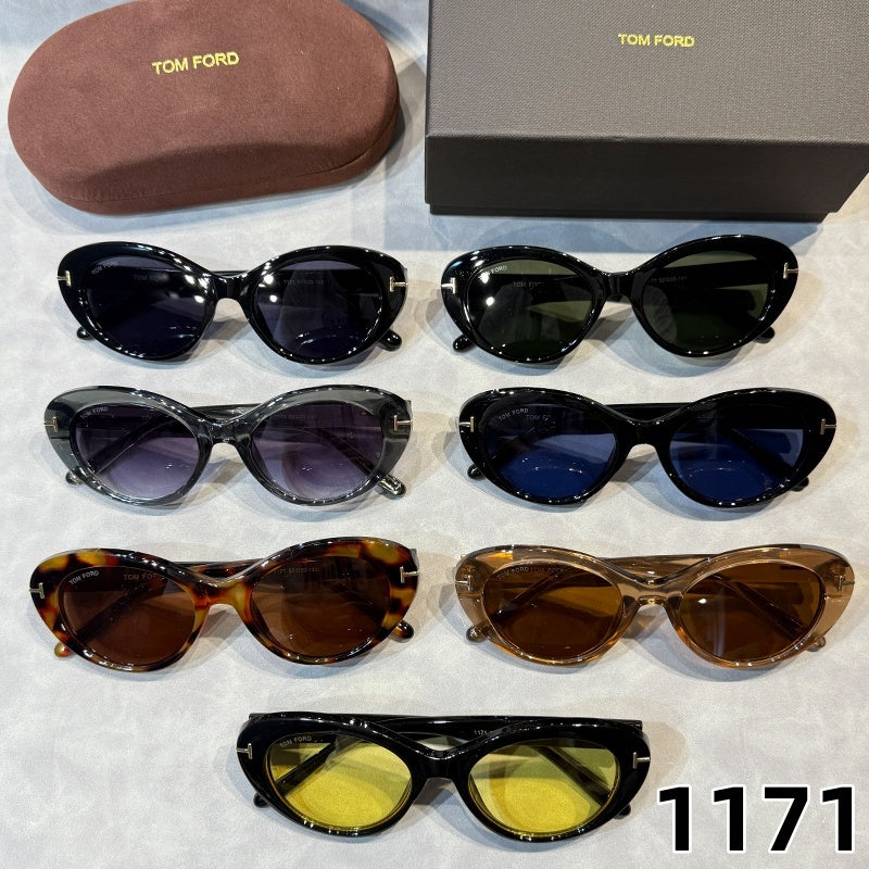 Narrow Oval Sunglasses with Flared Corners