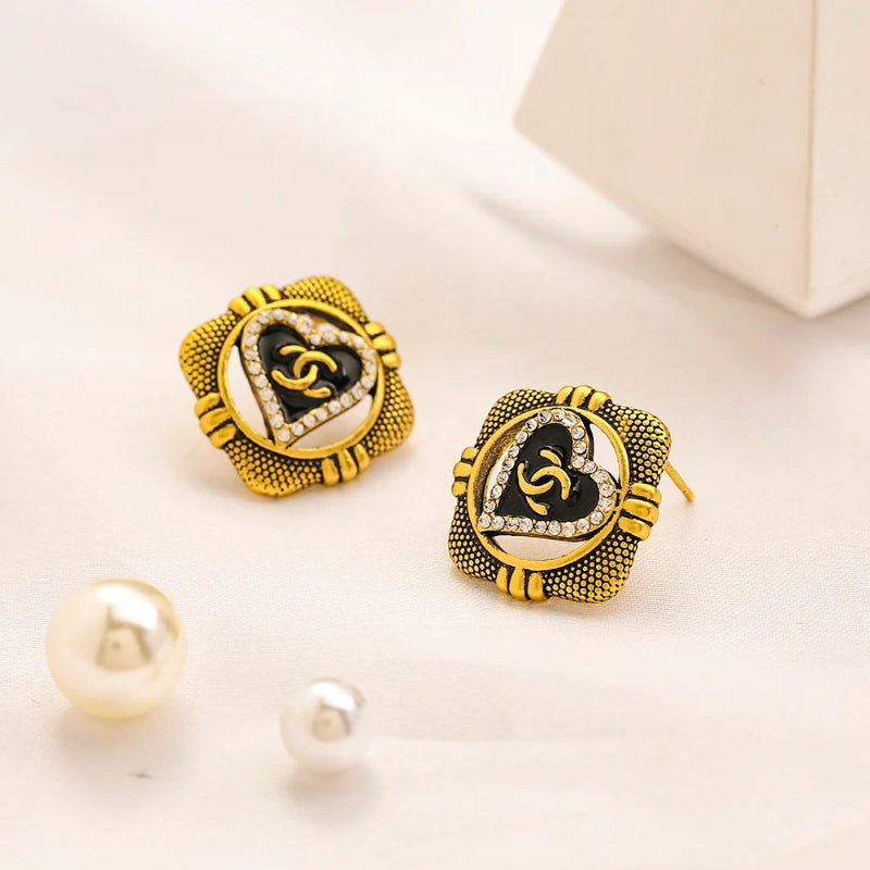 Alloy Textured Square Medallion Stud Earrings