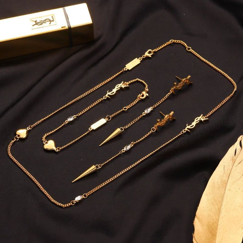 Set di orecchini, bracciale e collana in acciaio inossidabile 304