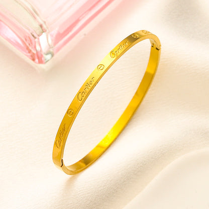 304 Stainless Steel Polished Engraved Slim Bangle Bracelet