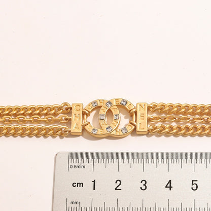 Alloy Wide Mesh Chain Necklace with Pave Clasp