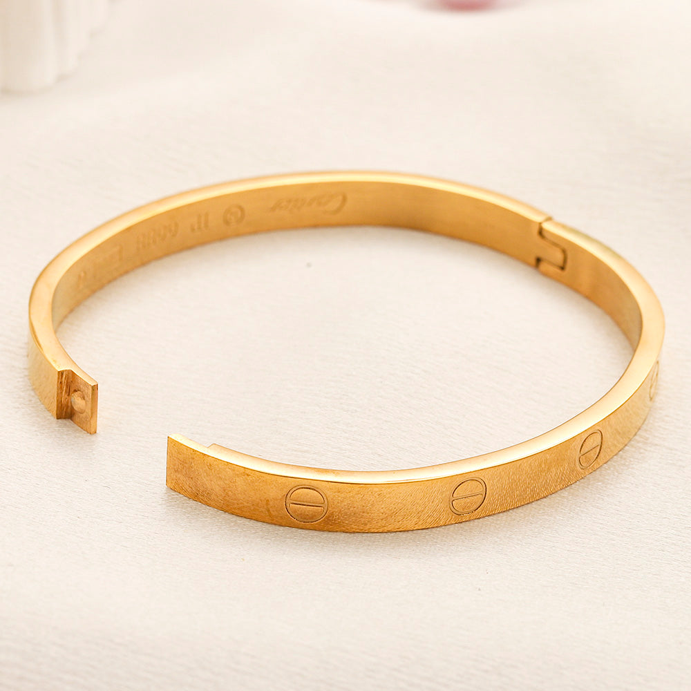 304 Stainless Steel Screw-Motif Band Bangle Bracelet