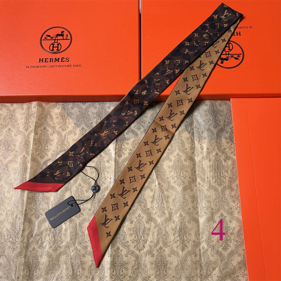 Script Lettering & Monogram Ribbon Scarf - 5 x 120 cm