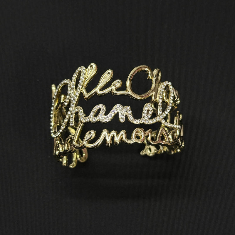 Openwork Script Lettering Cuff Bracelet