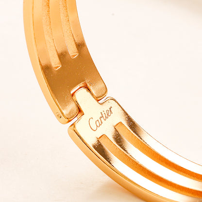 304 Stainless Steel Triple Band Pave Bangle Bracelet