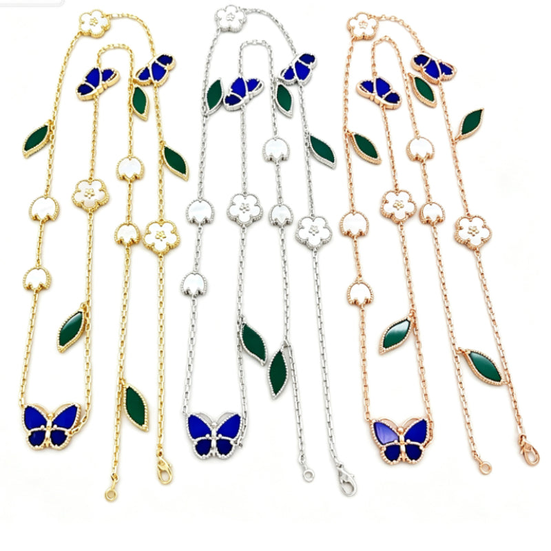 Butterfly & Leaf Station Necklace