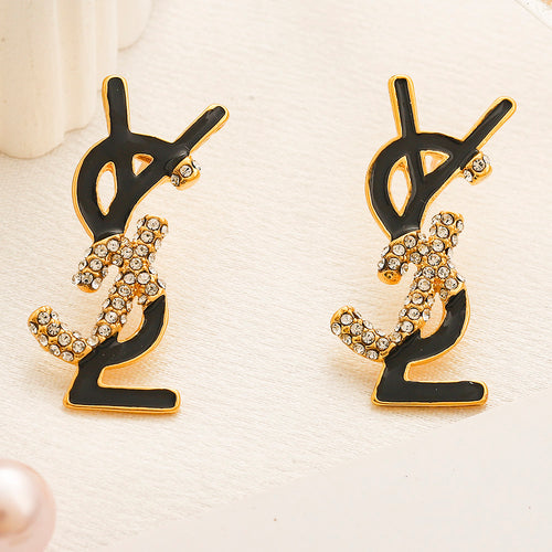 304 Stainless Steel Colorful Letter Stud Earrings