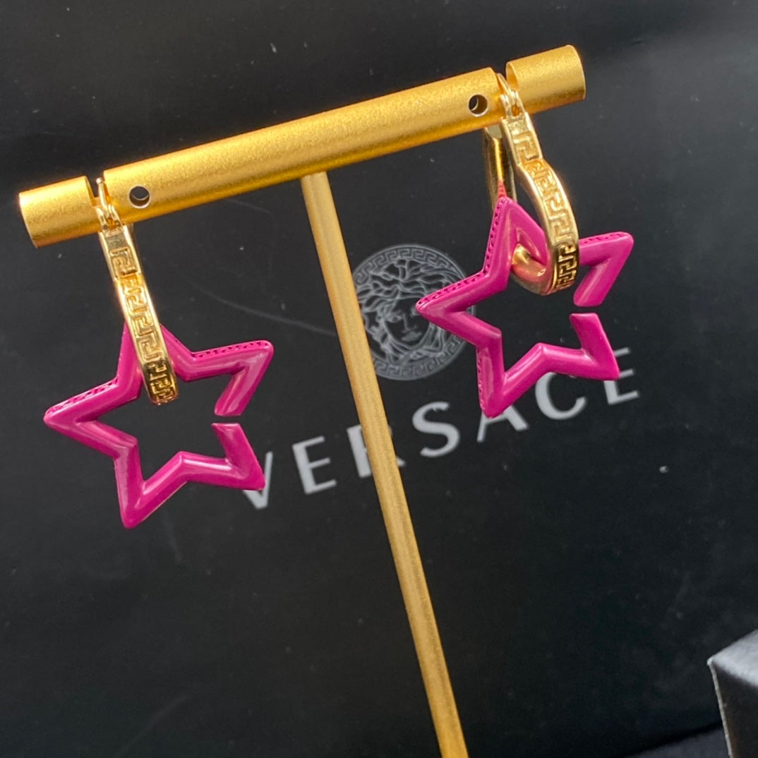 Pink Star & Heart Hoop Earrings