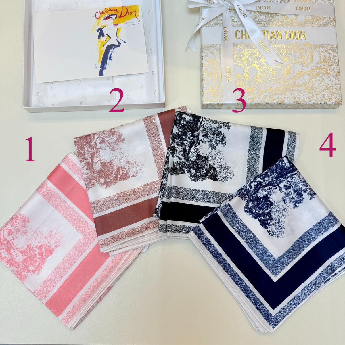 Scenic Print Colorblock Square Scarf - 90 x 90 cm