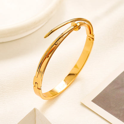 304 Stainless Steel Polished Nail Wrap Bangle Bracelet