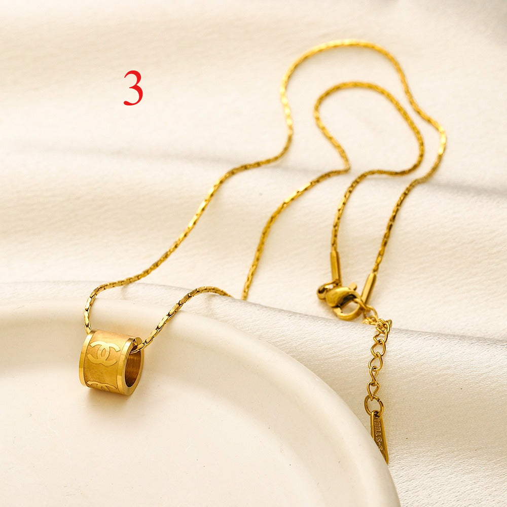 304 Stainless Steel Barrel Pendant Necklace - 4 Style Options
