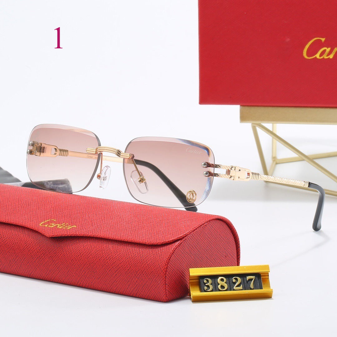 Geometric Rimless Sunglasses with Double Bridge
