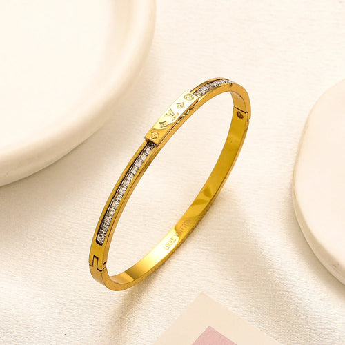 304 Stainless Steel Pave-Edge Engraved Slim Bangle Bracelet