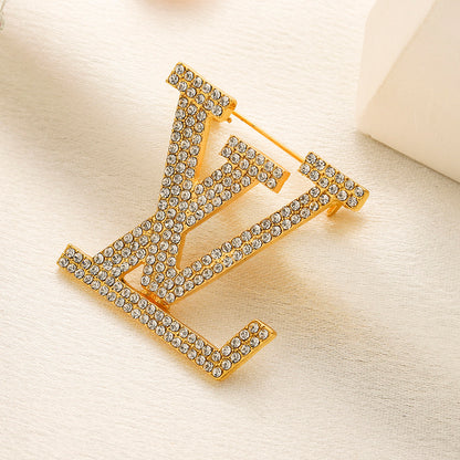 Alloy Steel Stamped Logo Brooch,Brooches Collection、L*V Series